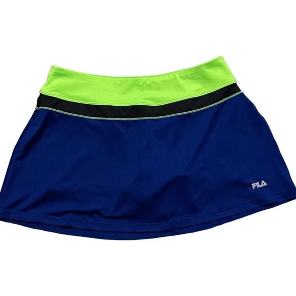FILA Athletic XXL color block blue green black Skort with Back zip Pocket NWOT - Picture 1 of 7